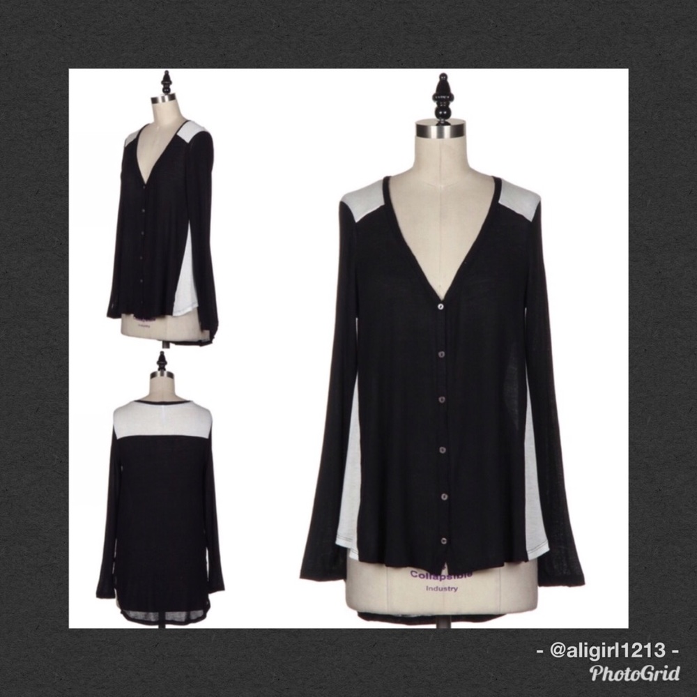 LAST 2- Black & White Color Block Top